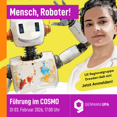 Mensch, Roboter Ausstellung Dresden Banner