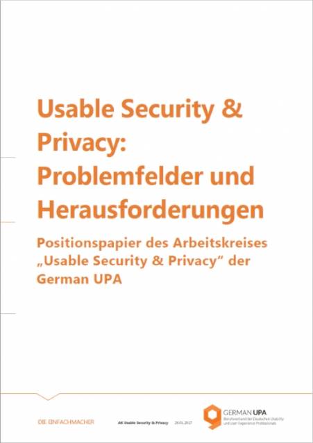 Positionspapier des Arbeitskreises „Usable Security &amp;amp; Privacy“ der German UPA (Titelblatt)